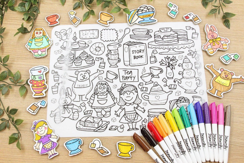 Tea Party Silicone Colouring Mat
