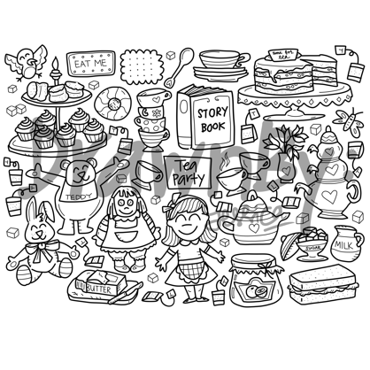 Tea Party Silicone Colouring Mat